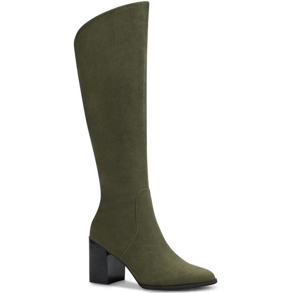 Alfani Women Block Heel Riding Boots Wylde Size US 7M Olive Green Microsuede - Picture 1 of 6